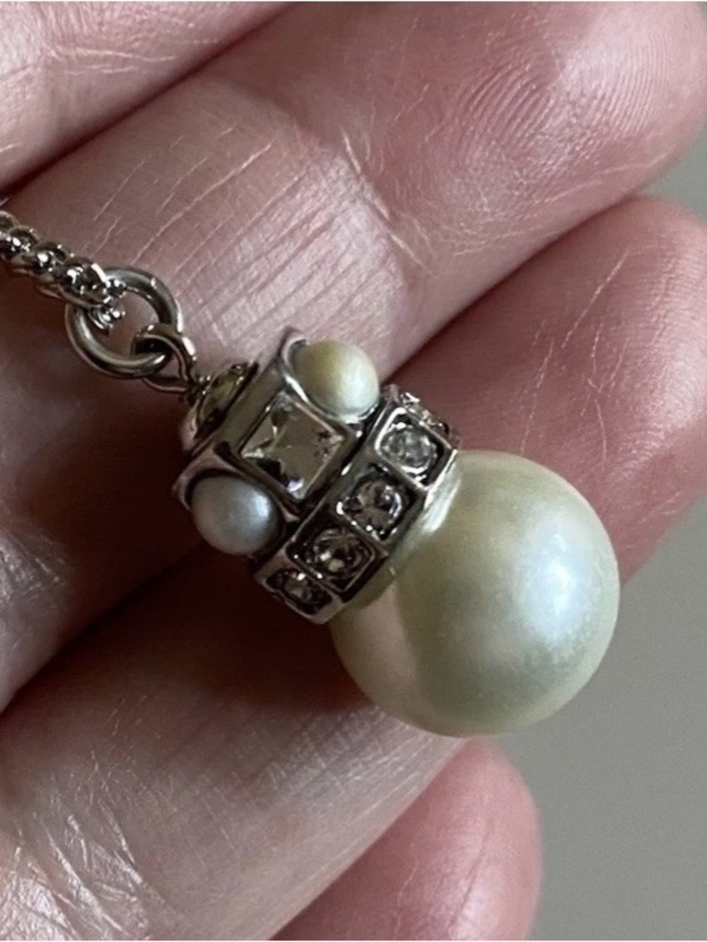 Givenchy Silver-Tone Pearl and Crystal Pendant Necklace - Picture 5 of 10